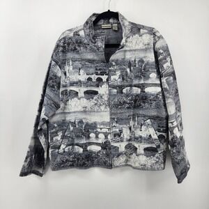 Chico's Women's Jacket Tapestry Art To Wear Full Zip Size 3 / US XL Unique Print